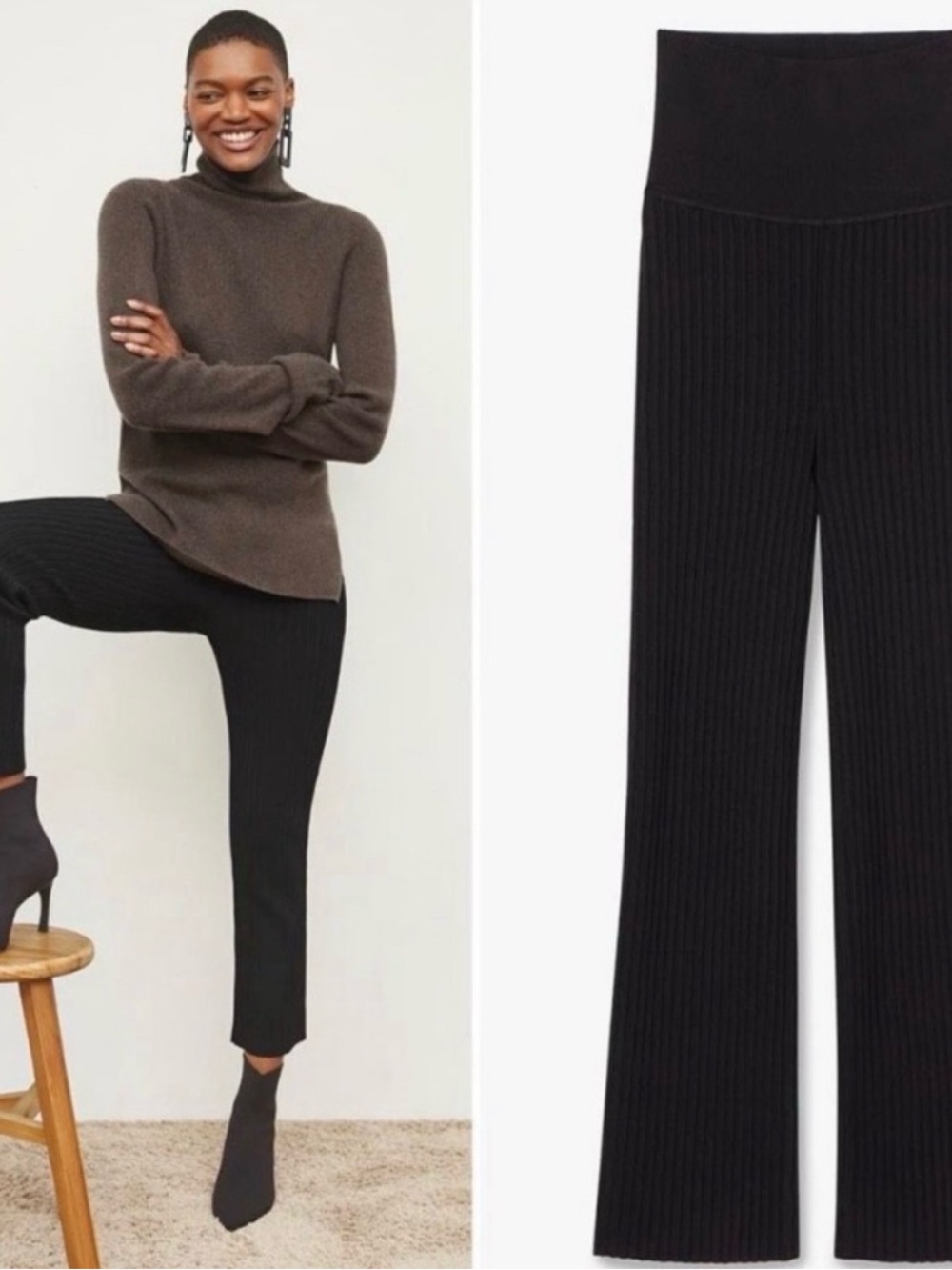 MM Lafleur Finley ribbed jardigan knit black cropped pant size women’s XL